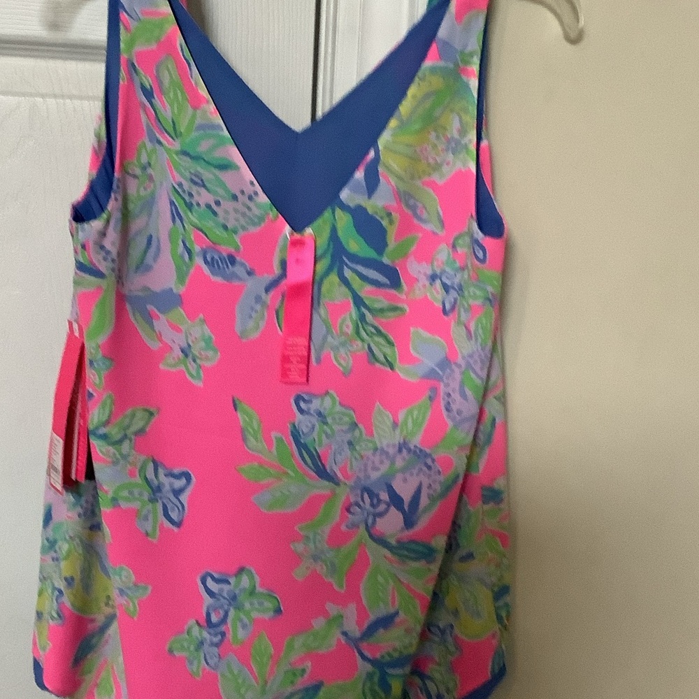 Lilly Pulitzer Pink and‎ Blue Floral Tank Top